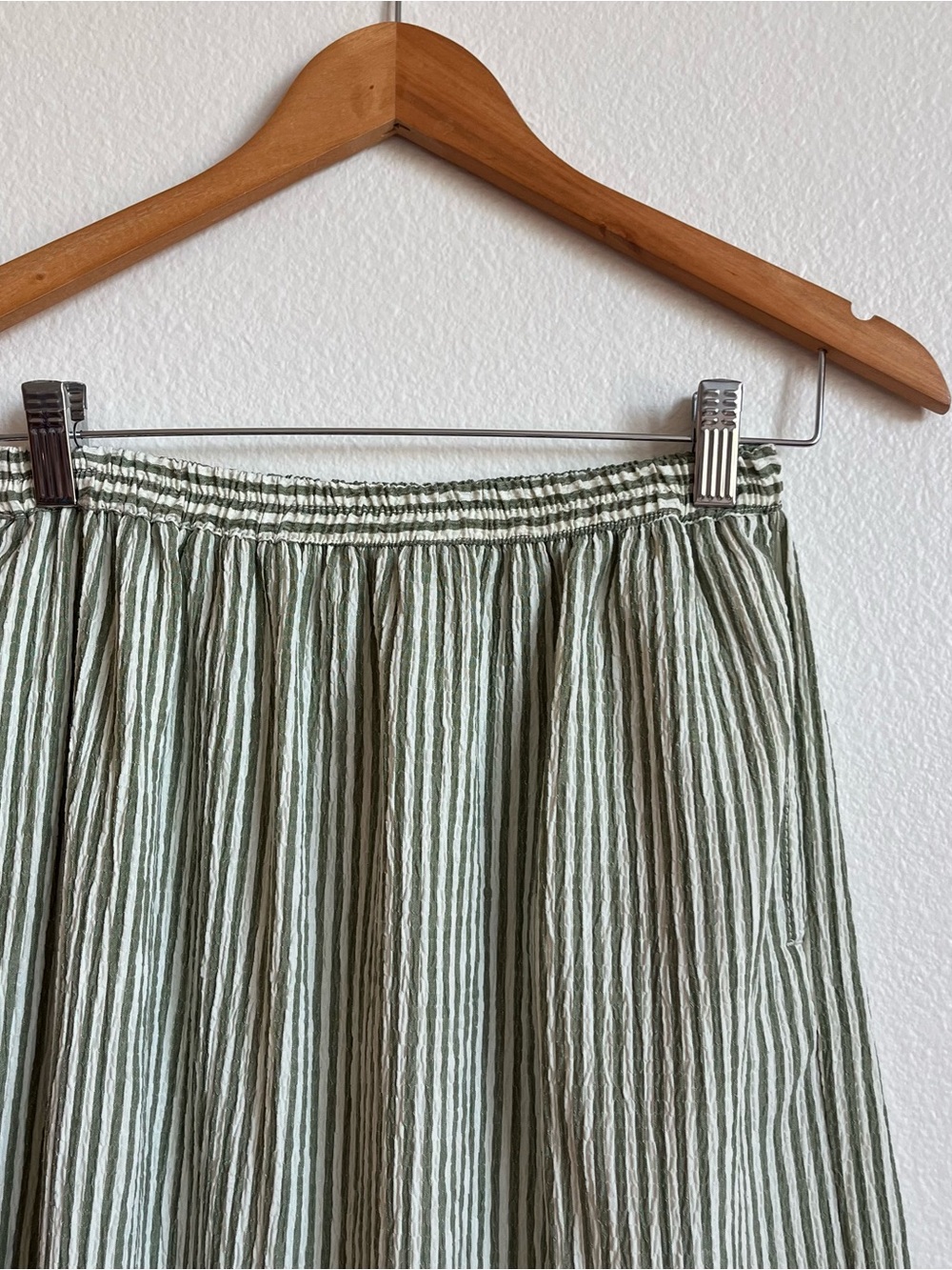 Max Studio Olive & White Striped Tiered Maxi Skirt - Picture 4 of 4